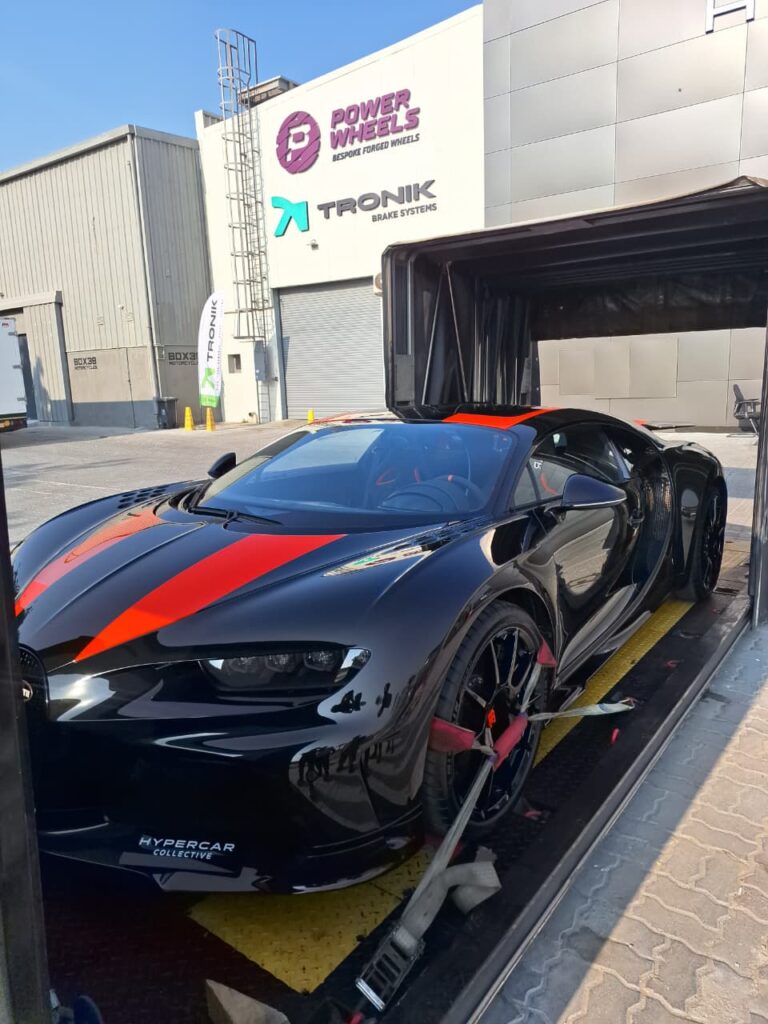 Bugatti Chiron loaded in a box recovery